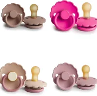 Frigg Daisy Fopspeen set 4 stuks Fuchsia,Baby Pink,Blush en Bloom Peony 0-6 maand maat 1