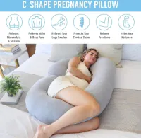 Full Body Zwangerschapskussen - C-vormig, jersey overtrek, zwangerschapskussen, kussen en kussen voor zwangere vrouwen