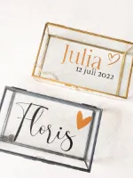 GLAZEN MEMORY BOX maat M - Zwart of Goud - PERSONALISEER NAAR WENS | Herinneringsbox | Herinneringskist | Herinneringsdoos | Memorybox | Kraamcadeau met naam | Baby geboortecadeau | Huwelijkscadeau | 
