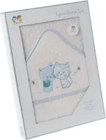 Gamberritos Badcape Katjes 100 X 100 Cm Katoen Wit/blauw