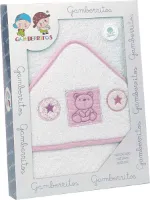 Gamberritos Badcape Teddybeer 100 X 100 Cm Katoen Wit/roze