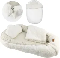 Gatson Babynestje - Verstelbaar - Dubbelzijdig Teddy Fleece & Biokatoen - Wasbaar - Met Kussentje & Dekentje