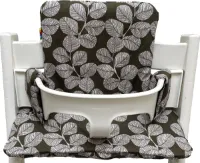 Gecoate kussenset voor de Tripp Trapp kinderstoel van Stokke - Blaadjes Olijfgroen - eenvoudig schoon te vegen - comfortabel - duurzaam