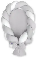 Gevlochten babynest 2 in 1 - wit-grijs