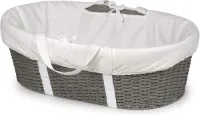 Geweven Baby Moses Aankleedmand met Pad en Cover - Cool Grijs/Wit