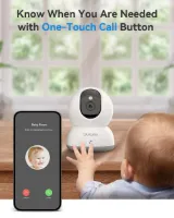 Ghani winkeltje Babyfoon - Binnencamera Voor Huisbeveiliging, 360 ° Hondencamera Met Telefoonapp, 2-weg Praten, One-Touch-Oproep, Nachtzicht, 2.4Ghz