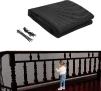 Goodivery ® 3 meter veiligheidsnet voor trapleuningen, veiligheidsnet, trapleuning, omheining net, veiligheidsnet voor kinderen, veiligheidsnet voor trap, babybalkonnet (zwart)