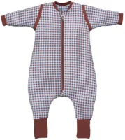 Goodivery® - Inbakeren - Heerlijk Dromen - Swaddle Doek - 100% katoen - Afneembare Mouwen - Ideaal voor Het Tussenseizoen en de Winter - 117 cm - Vichy Bruin en Blauw