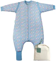 Goodivery® - Inbakeren - Heerlijk Dromen - Swaddle Doek - 100% katoen - Afneembare Mouwen - Ideaal voor Het Tussenseizoen en de Winter - 90 cm(Wild Orchid, Blauw