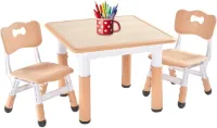 Goodivery ® Kinder Tafelset met 2 Stoelen, Verstelbare Hoogte voor Kinderen van 3-8 Jaar, Gemakkelijk Schoon te Maken