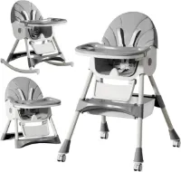 Goodivery ® - Kinderstoel - 6-in-1 Kinderstoel met Babyligstoel en Babyschommelstoel - Verstelbare Opvouwbare Kinderstoel met Eetblad en Wieltjes - 6 Maanden tot 6 Jaar - Grijs