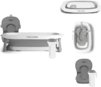 Goodivery ® Opvouwbare Babybadkuip Set met Antislip Kussen en Gietfunctie Grijs/Wit