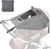 Goodivery ® Universeel Kinderwagen Zonnezeil met UV-bescherming en Transparant Kijkvenster voor Optimale Schaduw