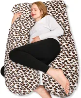 Goodivery ® - Zijslaapkussen - U-vormig zijslaperkussen met hoes - Groot positioneringskussen - 140 x 70 cm - Luipaardpatroon
