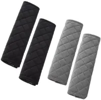 Gordelhoezen - 4 Stuks - Gordelkussen - Gordelbeschermer - Gordel Hoes - Schouderhoezen - Auto Gordelhoes - Schouderhoes - Auto Gordel Beschermer - Universele - Zwart+Grijs - 27cm