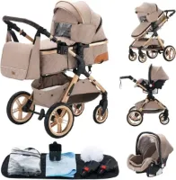 Gran Vida® - Kinderwagen 3-in-1 - Aluminium Frame - Hoge Landschap - Inclusief Voetenzak en Bekerhouder - Ideaal voor Reizen