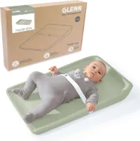 Groen siliconen aankleedkussen 70 x 50 cm met veiligheidsgordel - Zacht en waterdicht, ideaal voor babycommodes