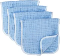 Grote Mousseline Spuugdoeken 50x25 cm | 100% Katoen | 6 Lagen - 4 Pack Blauw