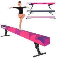 Gymnastiekbalk voor Kinderen - Verstelbare Hoogte van 16,5 tot 56,5 cm - Makkelijk in Te Monteren en Veilig - Roze en Paars