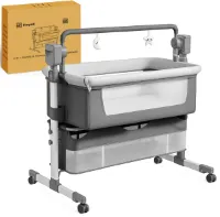 HAYALI® Elektrische Co sleeper- Babybedje -Elektrische schommelfunctie & afstandsbediening - aanschuifbedje met muziek & muggennet - kinderbedje-Tot 9 kg – Meegroeibed – Verstelbaar – Afneembare Bekle