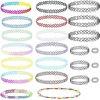 Halskettingset met 23 stuks gothic chokers, armbanden en ringen - Jaren 90-accessoires voor dames en meisjes
