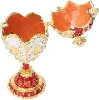 Handbeschilderd Emaille Faberge-Ei Stijl Sieradendoosje - Uniek Decoratief Dresser voor Juwelen