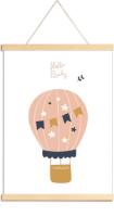 Happy Walls - Babykamer Poster Canvas - Roze Luchtballon - A3