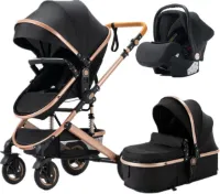 Happyment 3 in 1 Kinderwagen - Buggy - Wandelwagen Baby - Reisbuggy - Reis Buggy - Plooibuggy - Zwart