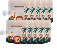 Hervulbare/herbruikbare knijpzakjes (10 stuks) voor babyvoeding, babysnacks of babyhapjes - Herbruikbaar/hervulbaar voor knijpfruit