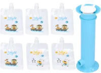 Babyvoeding Squeeze Station met 6 Herbruikbare Squeeze Pouches Peuter Fruit Squeeze Puree Filler Baby Feeder Zelfgemaakte Draagbare Baby Fruit Juice Food (Blauw)