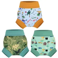 Herbruikbare zwemluier 3 stuks - Dinosaurus, Kokosgroen, Auto - Geschikt voor kinderen tot 3 jaar