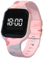 Herinneringshorloge medicatie of plaswekker -vierkant roze camouflage - met 15 tril-alarmen - countdown timer