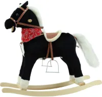 Hobbelpaard zwart met witte manen - Speelgoed voor kinderen - 1 stuk