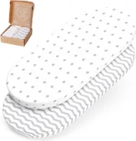 Hoeslaken Kinderwagen Babyhoeslaken Wieghoes Kinderwagen Matrashoes, Laken Kinderwagen - 70 x 37, 70 x 32, 75 x 35 cm - 100% Oeko-Tex Katoen (Stippen Zigzag)