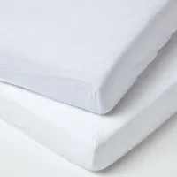 Homescapes Set van 2 linnen hoeslakens voor kinderbed 70 x 140 cm - Wit