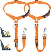 Hondenriem voor in de auto, 2-in-1 hoofdsteunsteun, veiligheidsgordel hond met universele gesp, verstelbare reflecterende elastische strip voor het ophangen van de veiligheidsgordel aan de hoofdsteun