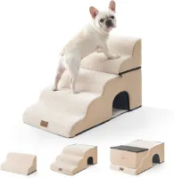 Hondentrap voor kleine honden - Dichte spons, wasbare hoes, 5 treden, beige