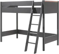 Hoogslaper London 90x200 - antraciet - Vipack - Kinderbedden met uitvalbeveiliging - Antraciet - Melamine; Spaanplaat - Kinderbedden met uitvalbeveiliging - Eenpersoons - Hoogslaper