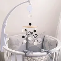 Mobiele Babystandaard van Hout - Opknoping Mobiele Houder met Muziekdoos en Luiertafel - Deurbel en Bedhouder voor Kinderkamers - Bellen en Speelgoed