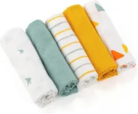 Hydrofiele Spuigluiers Set van 5 - 70 x 70 cm - Zachte Katoenen Luiers - Oeko-Tex Getest - Mintgeel