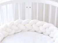 Bedbumper - hoofdbeschermer - gevlochten boxrand - wit - 2,2 meter
