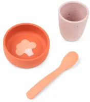Ibenzoa® Siliconen Serviesset voor Kinderen - 3-delige Set met Kom, Beker en Lepel in Papayakleur
