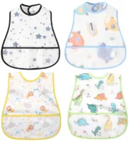 Ibenzoa® Waterdicht en Lichtgewicht Baby en Peuter Slabbetje met Korte Mouwen en Ingebouwde Zak voor Etenstijd