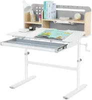 In hoogte verstelbaar kinderbureau met boekenplanken en lade - multifunctionele studeertafel voor kinderen