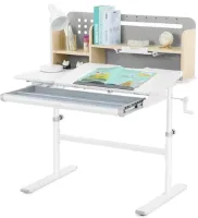 In hoogte verstelbaar kinderbureau met boekenplanken en lade - multifunctionele studeertafel voor kinderen