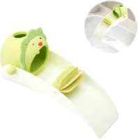 Inovra Plus - Groene kraanverlenging voor kinderen - Multifunctionele kinderkraanverlenger voor keuken- en toiletkranen - Verlenging van kraanopzetstuk met zoekwoorden: kinderen, keuken, toiletten.