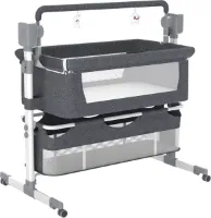 J&R Babybed - Elektrisch babybed - Wieg - Baby bedje - Ledikant - Bluetooth - Verplaatsbaar - Draagbaar - Klamboe - Grijs