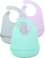 JGS ® Prachtige Herbruikbare Slabbetjes Set van Zachte, Lichtgewicht Siliconen met Verstelbare Halsband