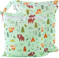 JGS Premium - Wasbare luiertas Set van 2 Waterdichte Luiertassen - Met Ritssluiting - Bruine Beer Motief - Verschillende Maten - Handig voor Onderweg - Cartoon Design