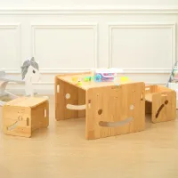 JGS® - Verstelbare houten kindertafel en stoelenset Montessori geïnspireerde kindermilieu voor leren en spelen